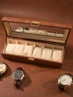 Premium 6 Slot Leather Watch Box with Glass Top | Luxury Watch Organizer Storage Case - Image 2